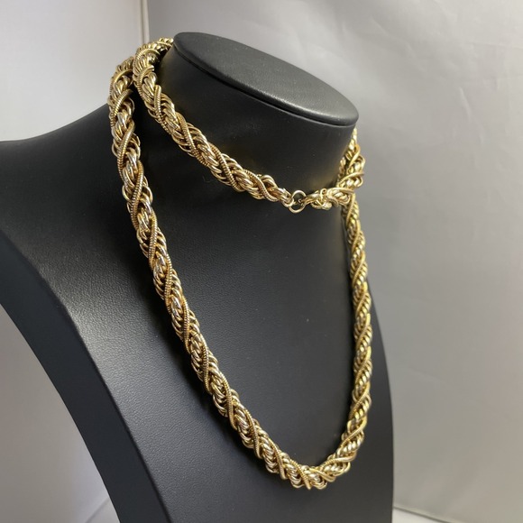 Vintage Jewelry - Vintage Twisted Chain Necklace Chunky Gold Tone 29" Long Retro Jewelry